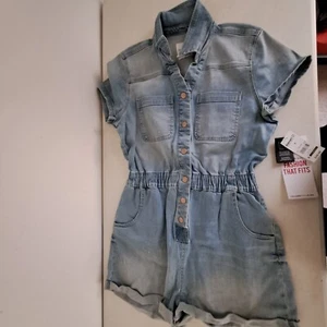 Celeberty Pink Boiler Suit Size Medium Women's Blue One Piece Coveralls Shorts - Picture 1 of 5
