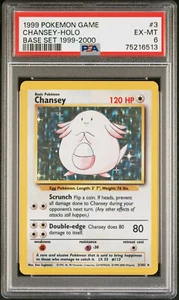 PSA 6 Chansey 3/102 Base Set Holo Pokemon Card WOTC 1999-2000 4th Print - EX - Picture 1 of 3