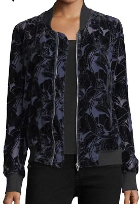 Chaqueta Neiman Marcus Azul Medianoche Terciopelo Suave Devore Bolsillos L Foto 1 de 4