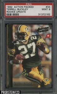 1992 Action Packed Rookie Update #34 Terrell Buckley Green Bay Packers RC PSA 9