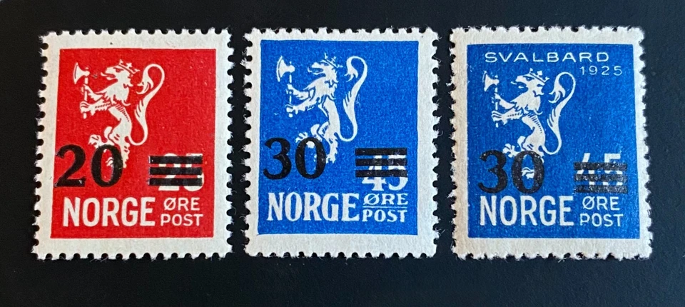 Norway MLH Lion II Stamps with overprint Year 1927/1928 NK 156-158 - Image 1 of 2