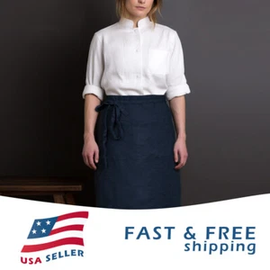 100 % französisches Leinen Bistroschürze (25*35 Zoll) - Unisex, verstellbare Taille zum Binden - Bild 1 von 37