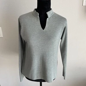 Eileen Fisher Italian Yarn Wool V Neck Mock Neck Pullover Sweater Size Small - Picture 1 of 9