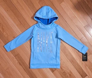NEW Nike Little Girls Fleece Sweatshirt Hoodie, Blue (sz 4) - Picture 1 of 3