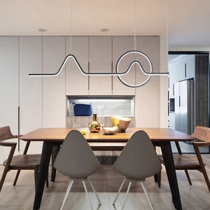 Modern LED Pendant Light Dimmable Linear Chandelier For Dining Room Kitchen - Picture 1 of 10