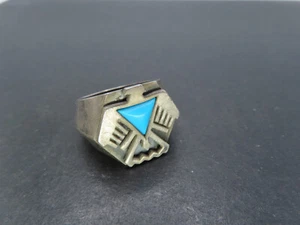 1988 Sterling Silver & Turquoise Thunderbird Ring, FM, Size 9.75, 15.3g - Picture 1 of 7