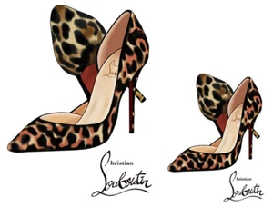 DTF Set Color Bügeltransfer Bügelbild Applikation Damen Pumps Leopardenmuster - Bild 1 von 3