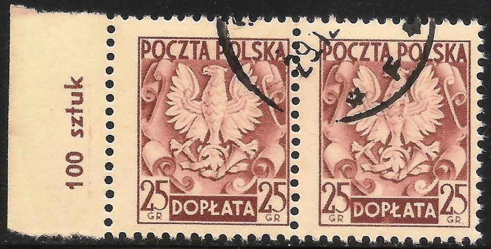 Polonia #J139 (D13) en muy buen estado par usado - 1953 25 g águila polaca - franqueo debido Foto 1 de 1