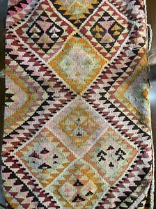 Antique Turkish 100% Wool Kilim Pillow Cover 41” x 21” - Picture 1 of 9