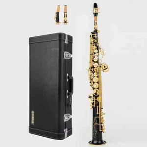 New Saxophone Soprano 87/5 Bb Black Nickel Gold Professional Sax - Picture 1 of 12