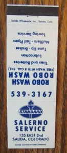 SALERNO STANDARD GAS STATION 1960s MATCHBOOK MATCHCOVER: SALIDA, CALIFORNIA -E22 - Picture 1 of 2