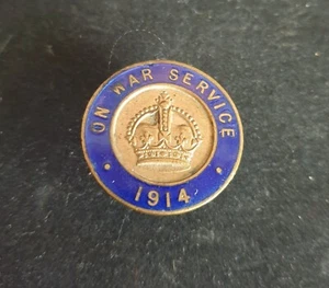 WW1 British Admiralty Worker's 'On War Service-1914' Numbered Enamel Lapel Badge - Picture 1 of 10