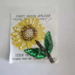 Sonnenblume zum Aufnähen bestickt Perlen Pailletten Applikation Patch 5" L x 4,25' breit - Bild 1 von 3