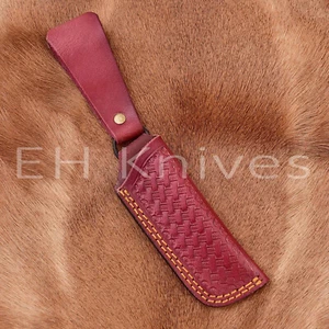 USA EDC Handmade Pancake folding Knife Leather Sheath P15 - Picture 1 of 4