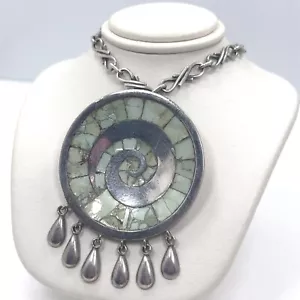 Victor Jaimez Mexico Taxco Sterling mit Muschel-Inlay an Halskette ~ VJC •Vintage• - Bild 1 von 8
