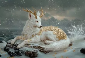 KIRIN ART PRINT, Magical Qilin Poster, Fantasy Dragon Decor Cottagecore F796 - Picture 1 of 2