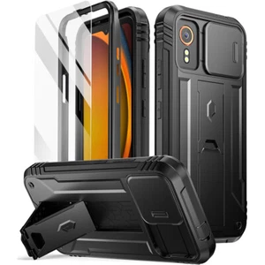 For Samsung Galaxy Xcover 7 5G Case Bulit in Slide Camera Cover Kickstand Black - Picture 1 of 6