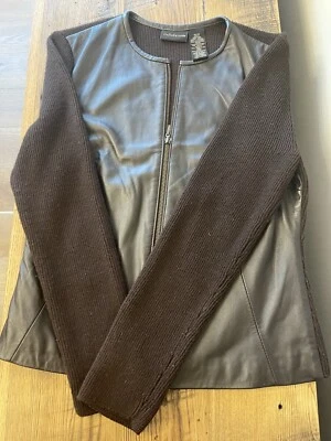 Croft & Barrow Women's Size Large Brown Leather Sweater Jacket - Image 1 of 4
