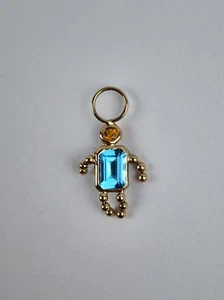 JCM 14k Yellow Gold September Sapphire Boy Charm Blue Stone - Picture 1 of 8
