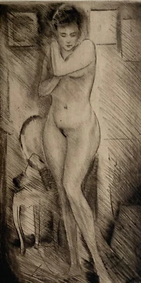 Otto Weigel Signierte Original Radierung - Weiblicher Akt - Erotik - Art Deco - Bild 1 von 4