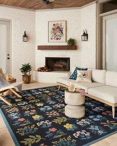 Loloi Rifle Paper Co. x Perennial Black 2'-5" x 3'-11" Accent Rug - Picture 1 of 7