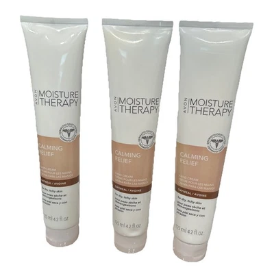 Creme para as mãos Avon Moisture Therapy calmante alívio aveia x 3 NOS 4,2 oz - Imagem 1 de 4