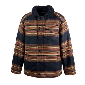 ROARK Axeman Jacket navy stripe fleece quilt Sherpa lined wool blend 90s sz M - Picture 1 of 8