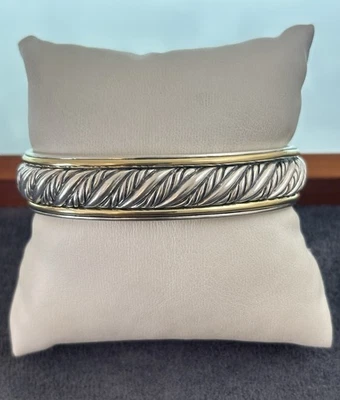 David Yurman 925 & 18k Gold Sculpted Cable Bracelet-Medium  - Image 1 of 4