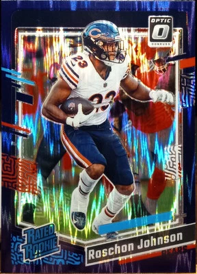 Donruss Optic Roschon Johnson RC 2023 Chicago Purple Shock Prizm #217 SP CASI NUEVO-COMO NUEVO Foto 1 de 2