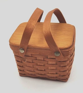 Bradford Wee Basket BWB Wicker Picknick Mini Miniatur Deckel 1997 signiert - Bild 1 von 9