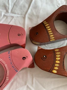 Vintage Skandinavische Holz Vögel Handbemalt Serviettenringe Set Nordic Danish - Bild 1 von 9