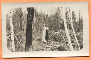 Madre e figlia di Beaver Dam circa 1920 AZO cartolina fotografica reale - Foto 1 di 4