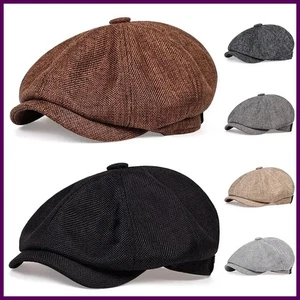 Nueva Moda Gorra de Newsboy Para Hombre Sarga Algodón Sombrero 8 Paneles Sombrero Gorras de Panadero Retro. - Imagen 1 de 29