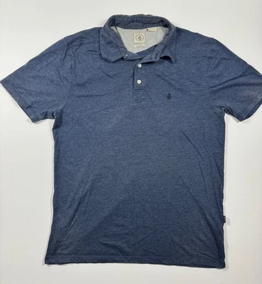 Volcom Polo Shirt Mens L Navy Heather Short Sleeve Embroidered Logo Casual Fit - Image 1 of 4