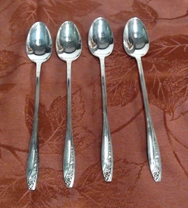 Wm Rogers STARLIGHT ROSE 4 Stück Eisteelöffel verstärkter Teller Silberbesteck IS - Bild 1 von 5