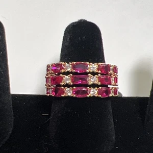 Bomb Party July Ring RG23011 “Basking In Ruby Radiance” LC Ruby Rose Gold Sz 7 - Picture 1 of 17