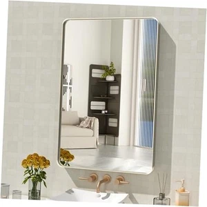 20X30 Inch Bathroom Mirror, Brushed Silver Metal 20"L x 30"W Brushed Nickel - Picture 1 of 7