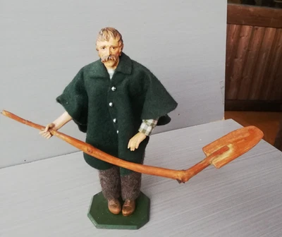 Krippenfigur Hirte  handgeschnitzt Lang Sel. Erben, Oberammergau 20 cm bekleidet - Bild 1 von 4