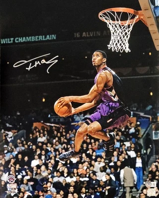 ¡OFERTA! Foto firmada automáticamente por Tracy McGrady 16x20 Toronto Raptors Dunk Beckett Witness Foto 1 de 4
