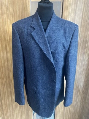 DAKS SPORTS JACKET/BLAZER 46S WOOL/TWEED NAVY/GREY HERRINGBONE - Image 1 of 4