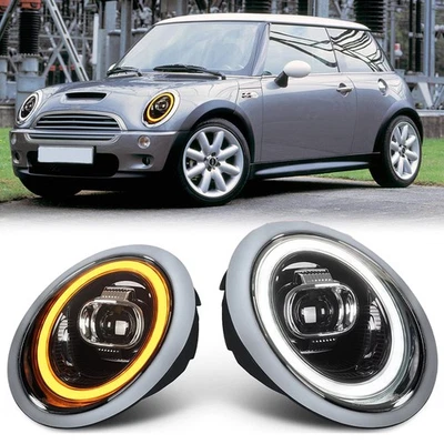 2X LED Headlight DRL Hi/Low Beam Turn Signal For Mini Cooper R50 R52 R53 2001-07 - Image 1 of 4