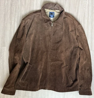 Chaqueta de cuero de gamuza de vaca marrón vintage Gap talla XL hebilla trasera Foto 1 de 4