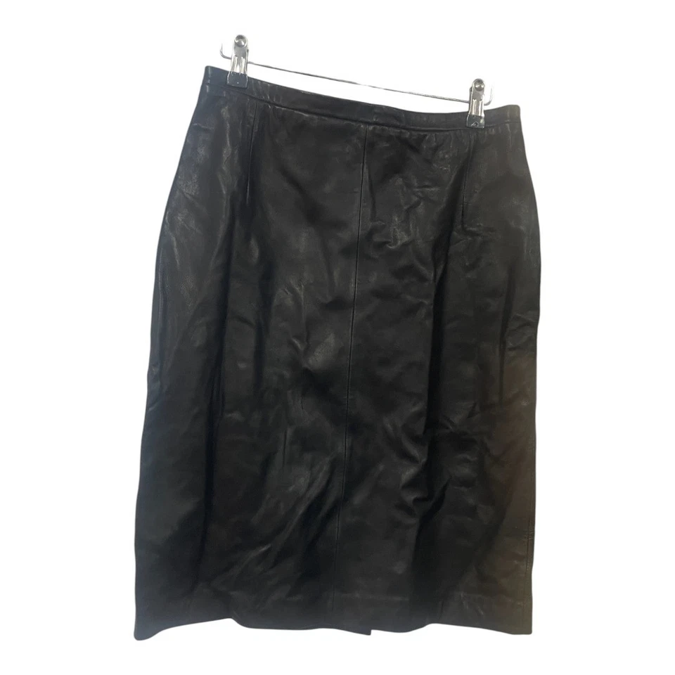 Nicole Farhi Skirt Black Leather Pencil Knee Length Smart Dressy Uk Size 12 - Image 1 of 4