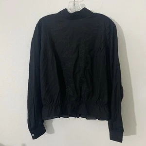 Camicetta donna Lively Ghosts M nera ricamata floreale manica lunga finto collo  - Foto 1 di 4