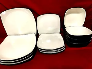 Corelle Hearthstone Royal White Set Of 4 Each Dinner & Salad Plates & Bowls - Picture 1 of 4