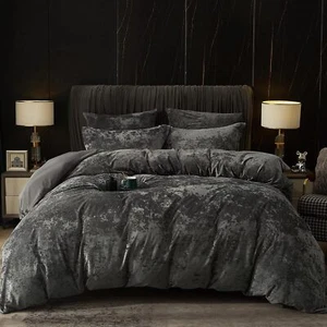 Luxury Ultra Soft Velvet Duvet Cover Set 3pcs King Bedding Comforter Shams New - Picture 1 of 6