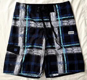 Machine Herren Boardshorts - blau/weiß/schwarz Muster - Größe 32 - 0465 - Bild 1 von 2