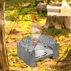 Compact Stainless Steel Camping Alcohol Stove with Stand Rack - Picture 1 of 6