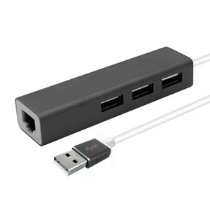 Adattatore Ethernet LAN HUB USB 3 - 3 porte - compatibile Windows.  - Foto 1 di 3