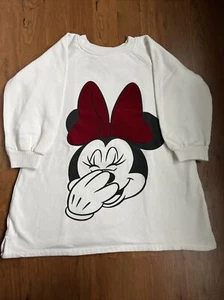 Zara kids girl dress Minnie Mouse white sweat dress 4-5 Years 110 cm - Picture 1 of 5